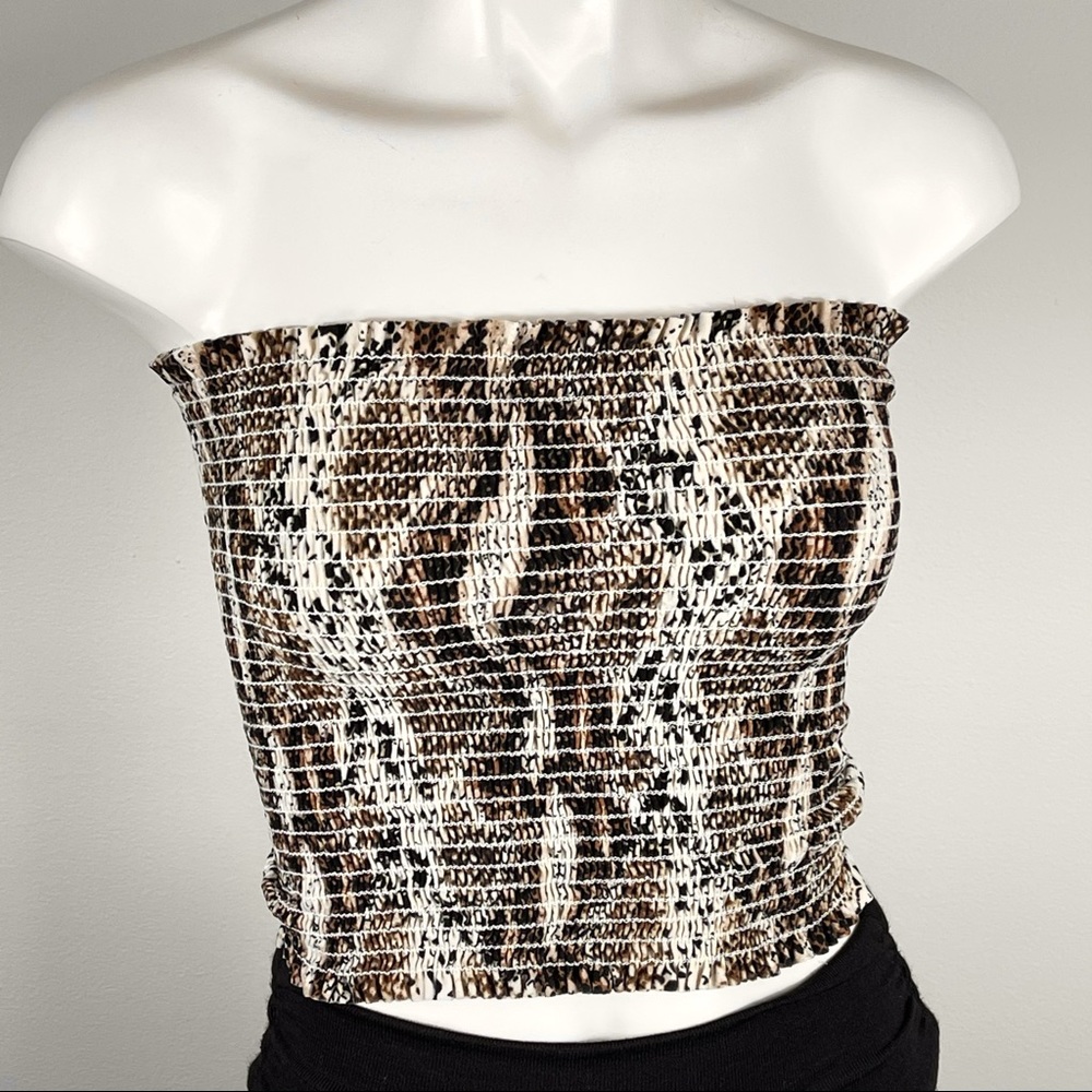 WINDSOR cropped tube top animal print M warm tones - Picture 2 of 9